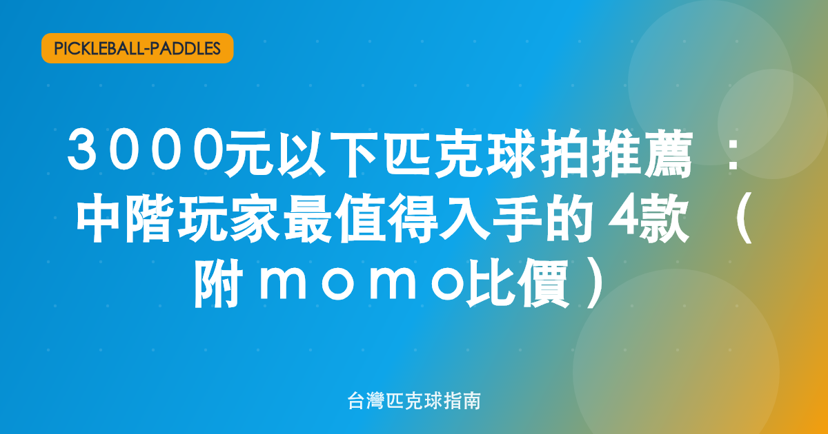 3000元以下匹克球拍推薦:中階玩家最值得入手的4款(附momo比價)